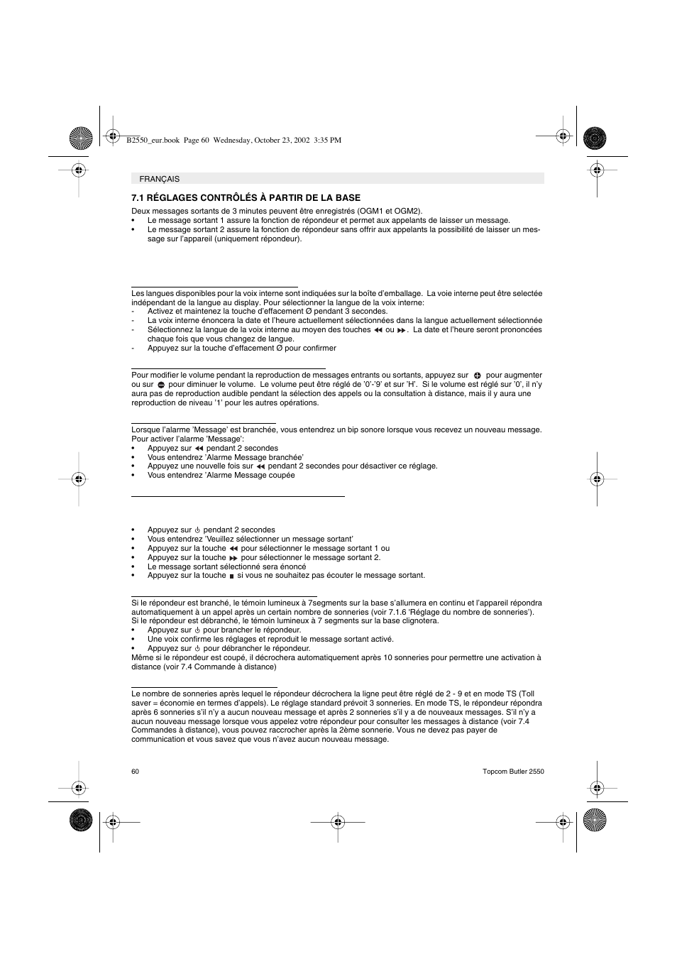 Topcom BUTLER 2550 User Manual | Page 60 / 92