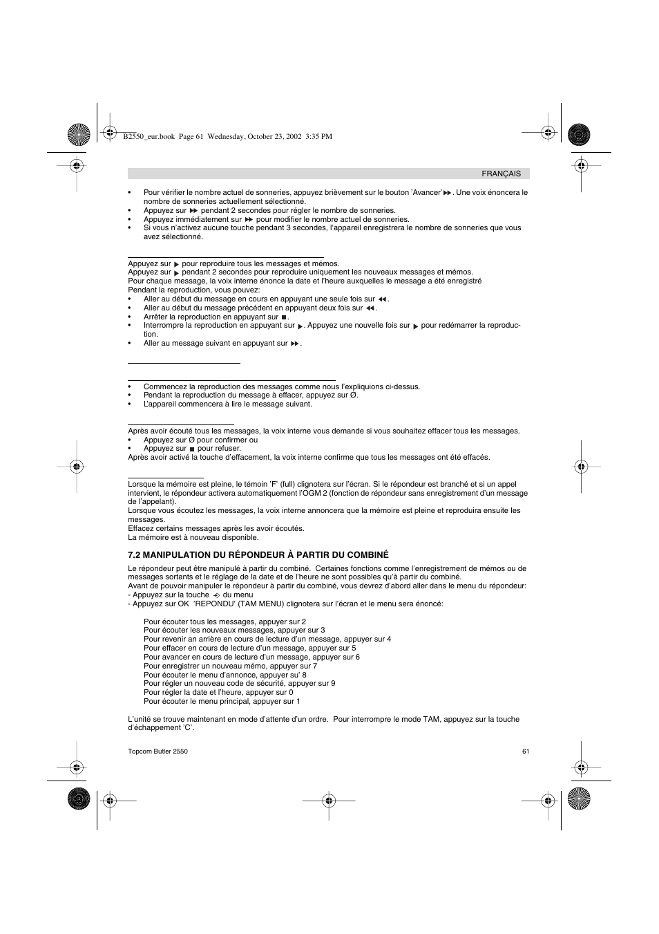 Topcom BUTLER 2550 User Manual | Page 61 / 92