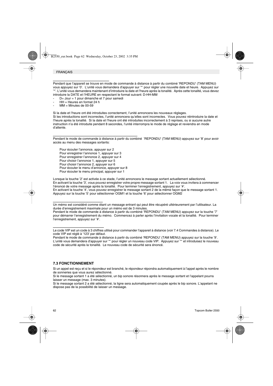 Topcom BUTLER 2550 User Manual | Page 62 / 92