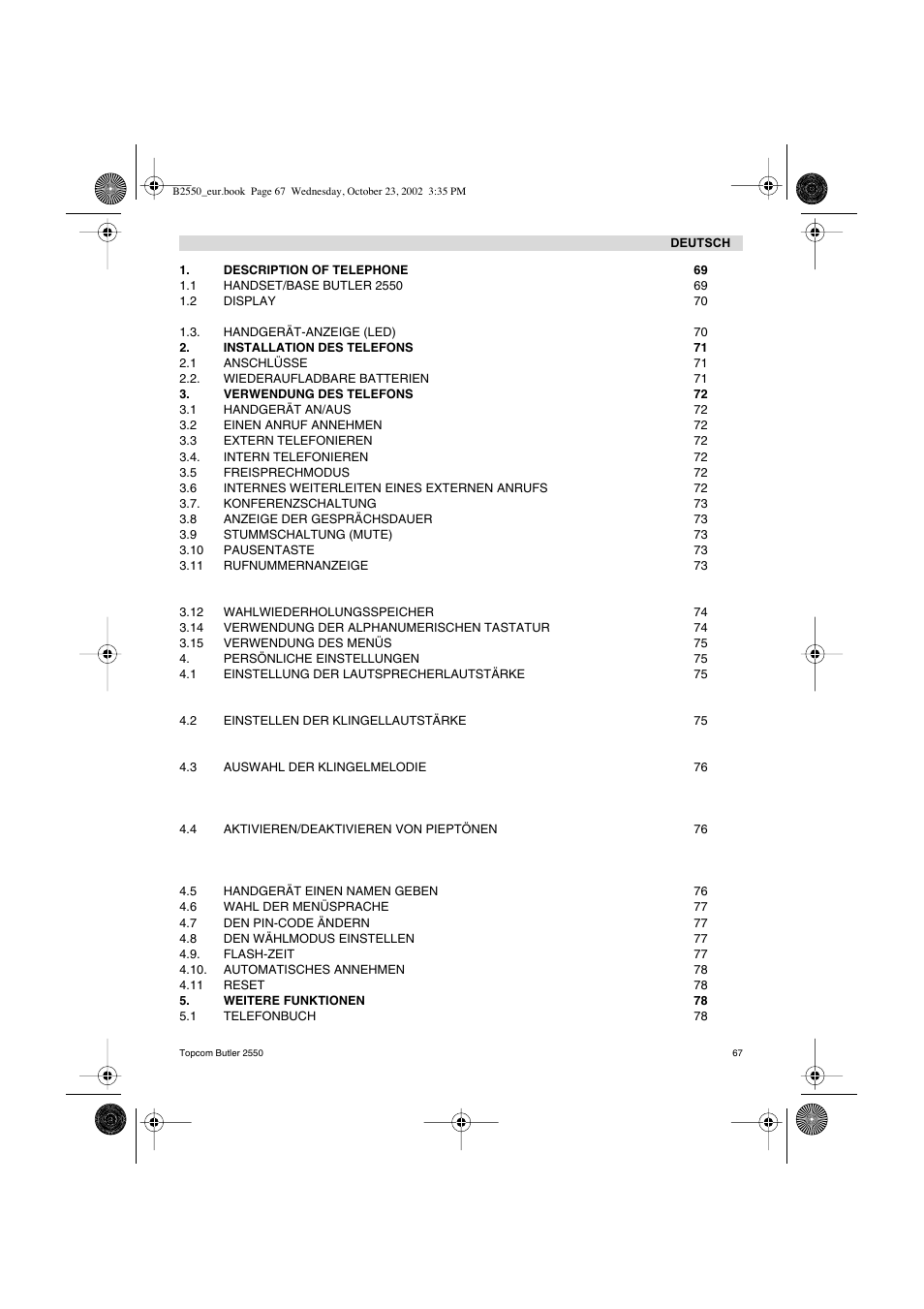 Topcom BUTLER 2550 User Manual | Page 67 / 92