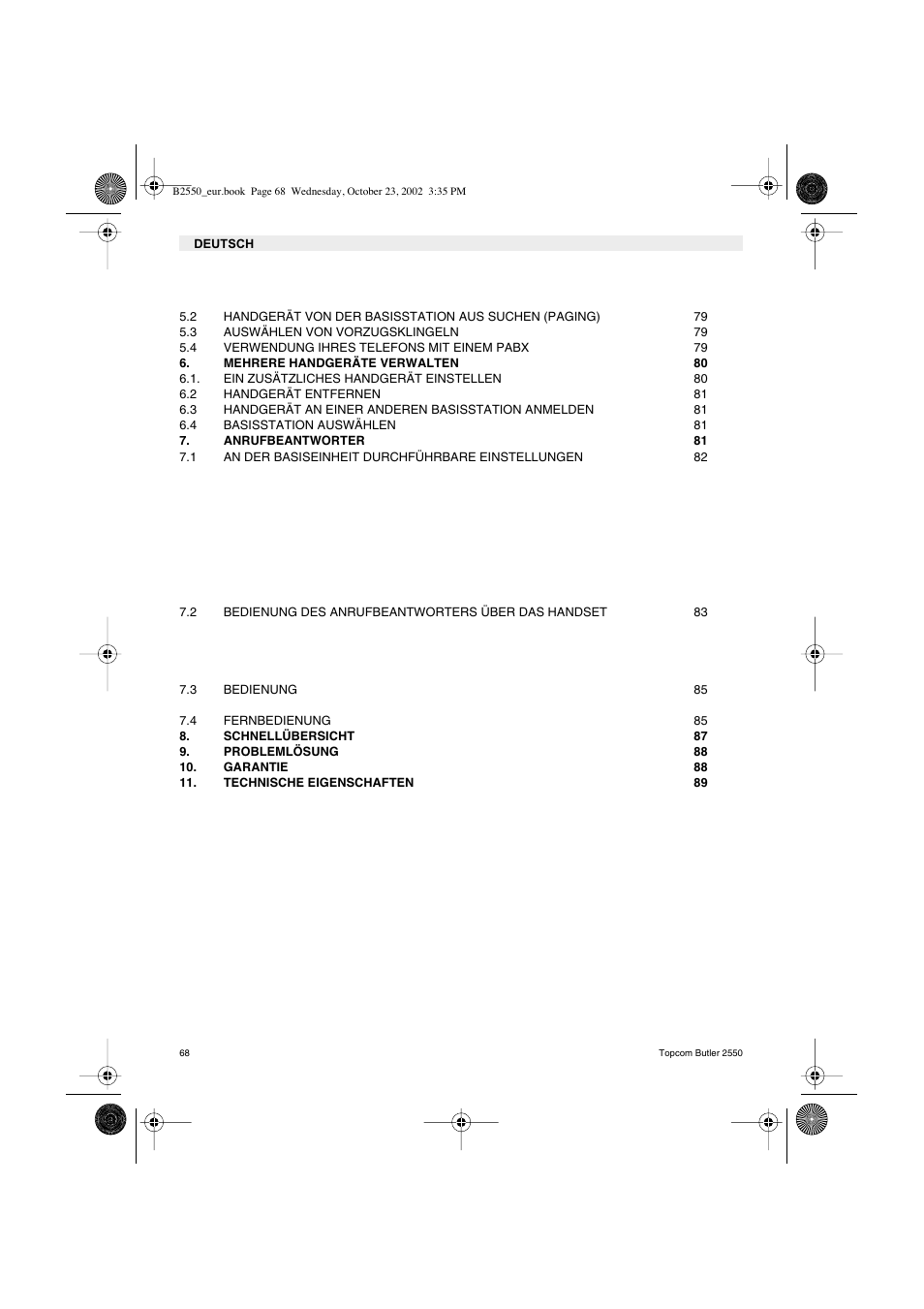 Topcom BUTLER 2550 User Manual | Page 68 / 92