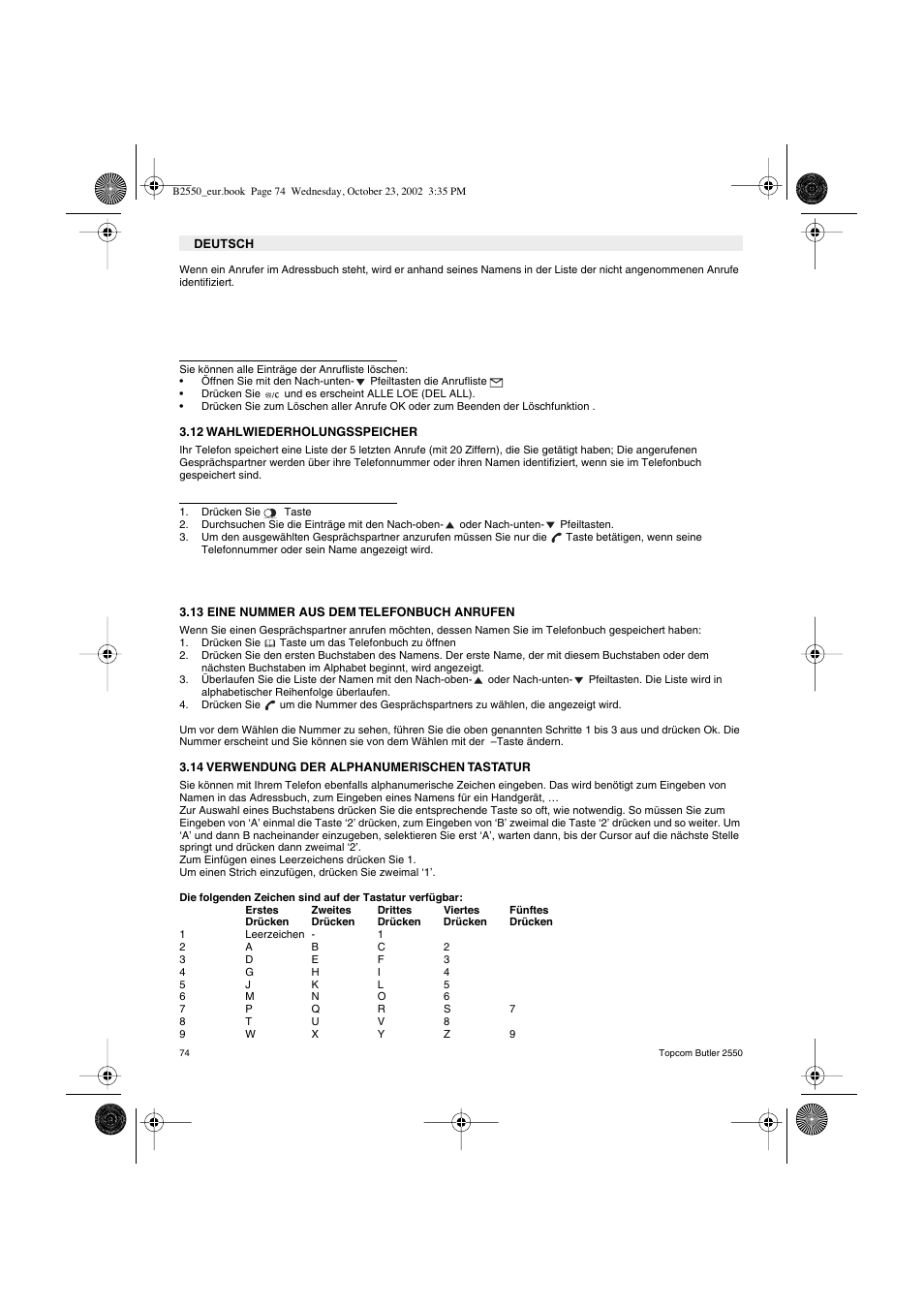 Topcom BUTLER 2550 User Manual | Page 74 / 92