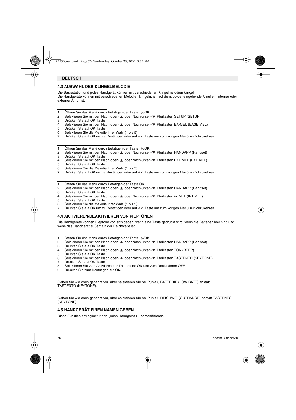 Topcom BUTLER 2550 User Manual | Page 76 / 92