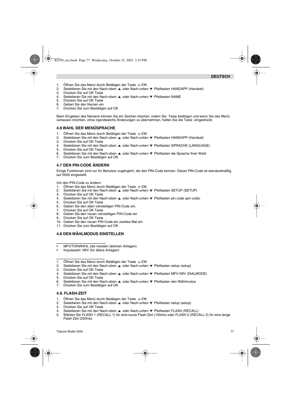 Topcom BUTLER 2550 User Manual | Page 77 / 92