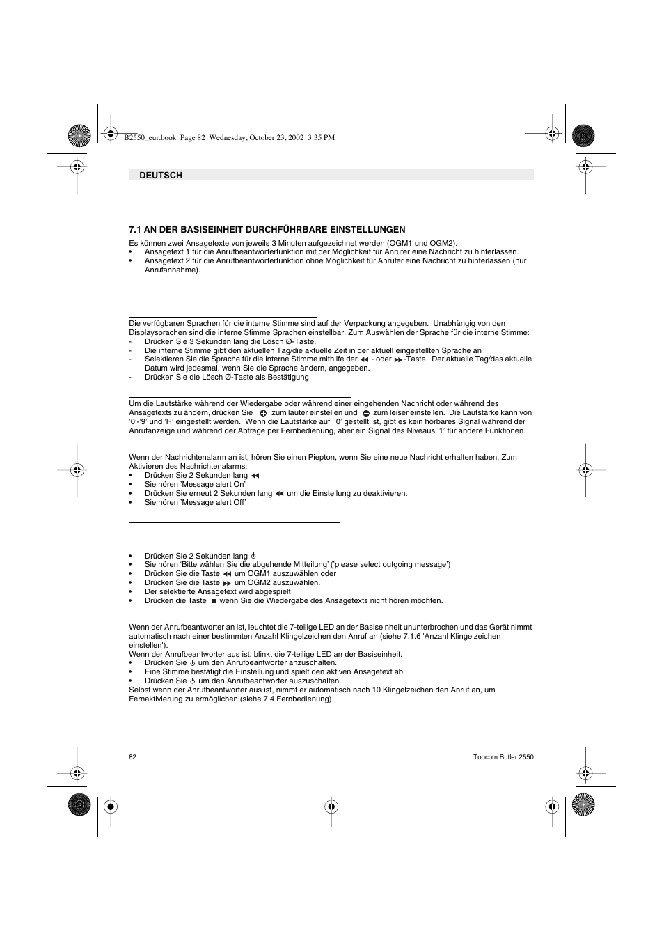 Topcom BUTLER 2550 User Manual | Page 82 / 92