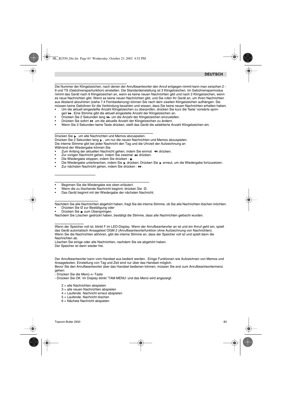 Topcom BUTLER 2550 User Manual | Page 83 / 92