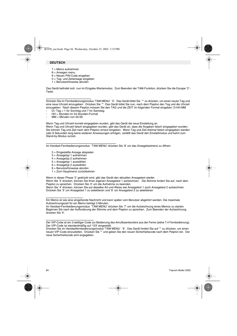 Topcom BUTLER 2550 User Manual | Page 84 / 92