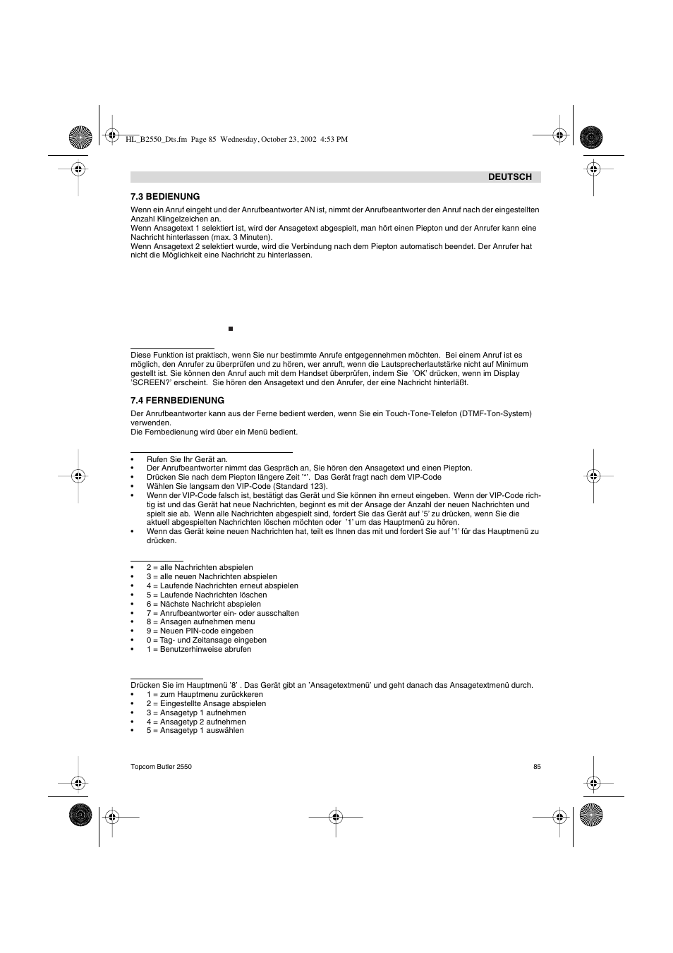 Topcom BUTLER 2550 User Manual | Page 85 / 92