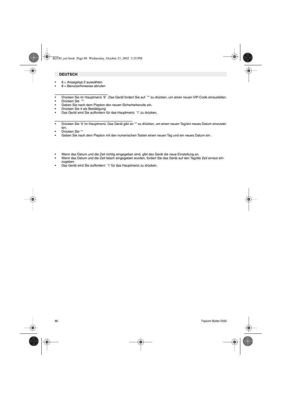 Topcom BUTLER 2550 User Manual | Page 86 / 92