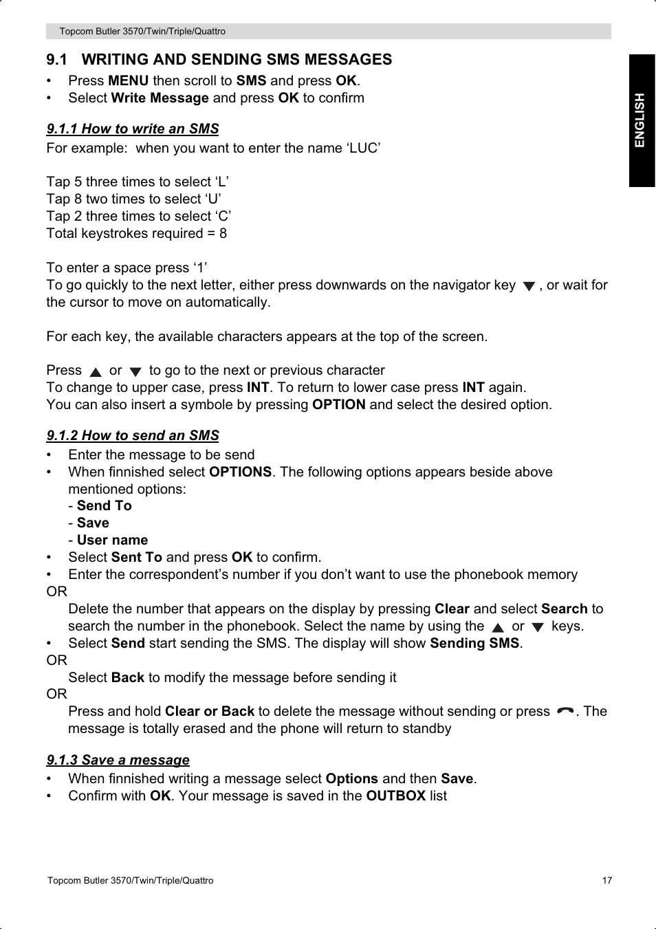 Topcom BUTLER 3570 User Manual | Page 17 / 28