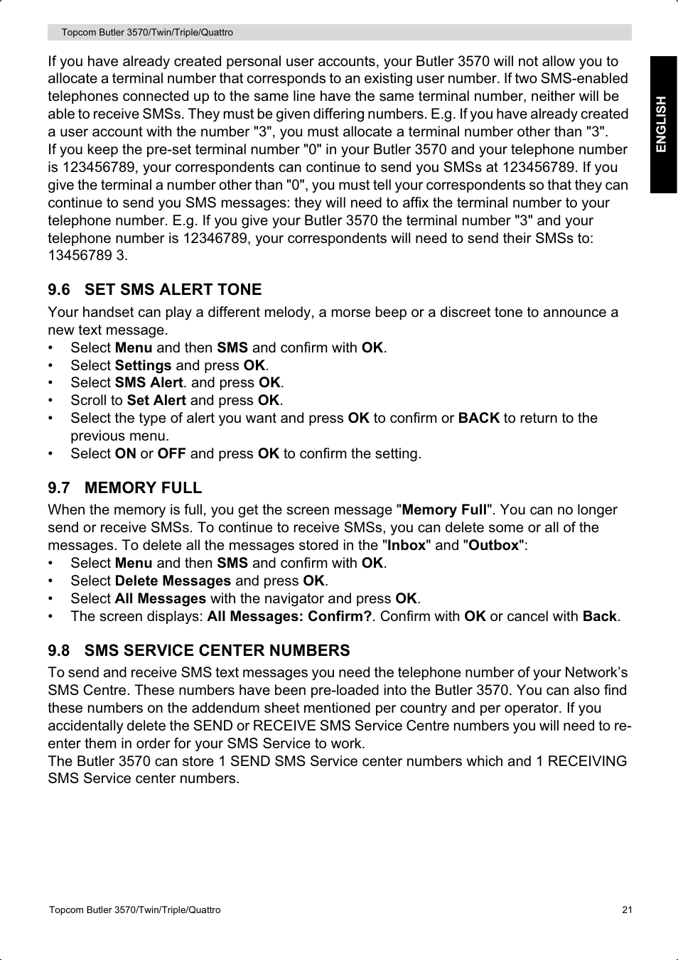 Topcom BUTLER 3570 User Manual | Page 21 / 28