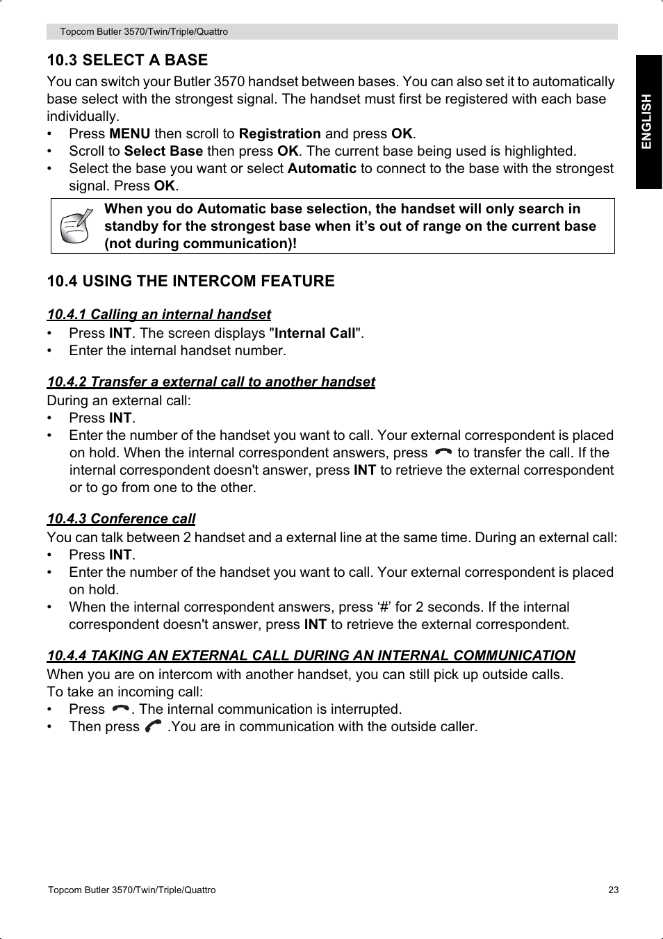 Topcom BUTLER 3570 User Manual | Page 23 / 28