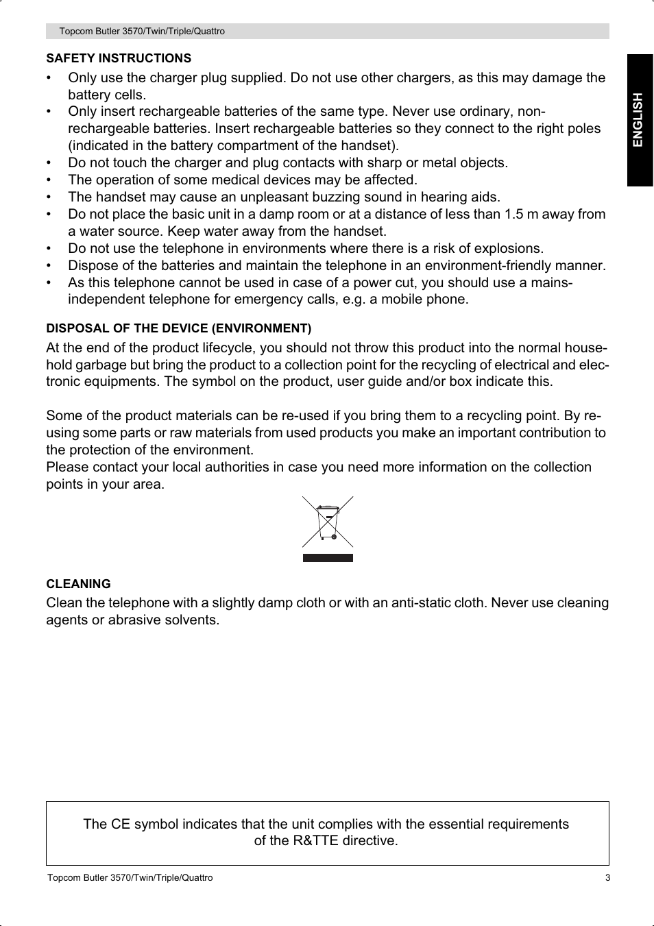 Topcom BUTLER 3570 User Manual | Page 3 / 28