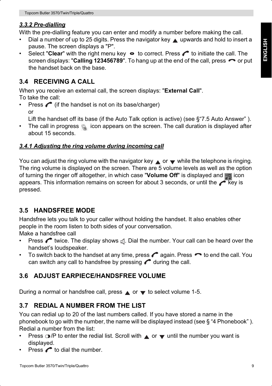 Topcom BUTLER 3570 User Manual | Page 9 / 28