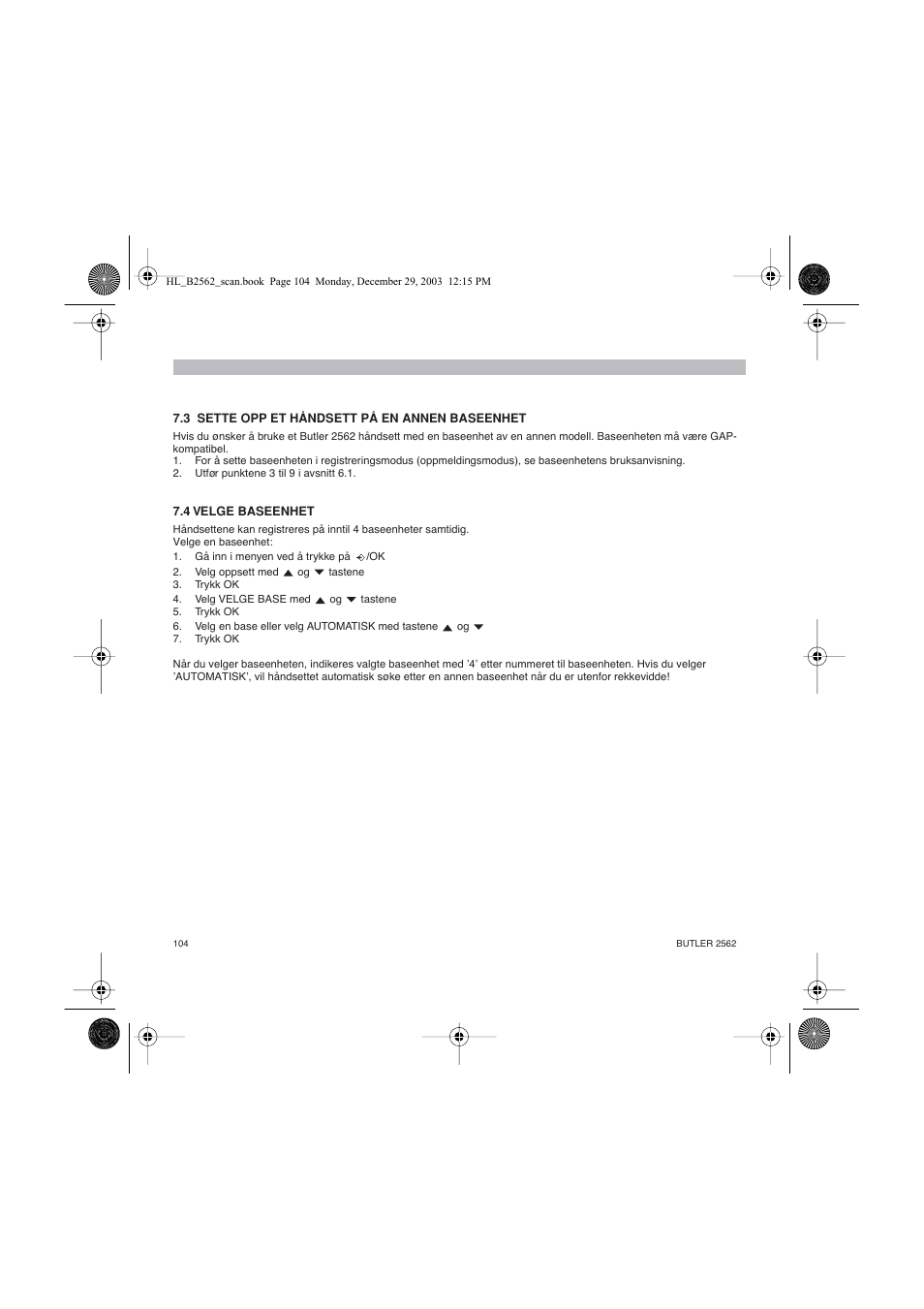 Topcom BUTLER 2562 User Manual | Page 104 / 144