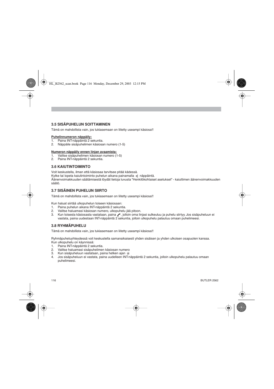 Topcom BUTLER 2562 User Manual | Page 116 / 144