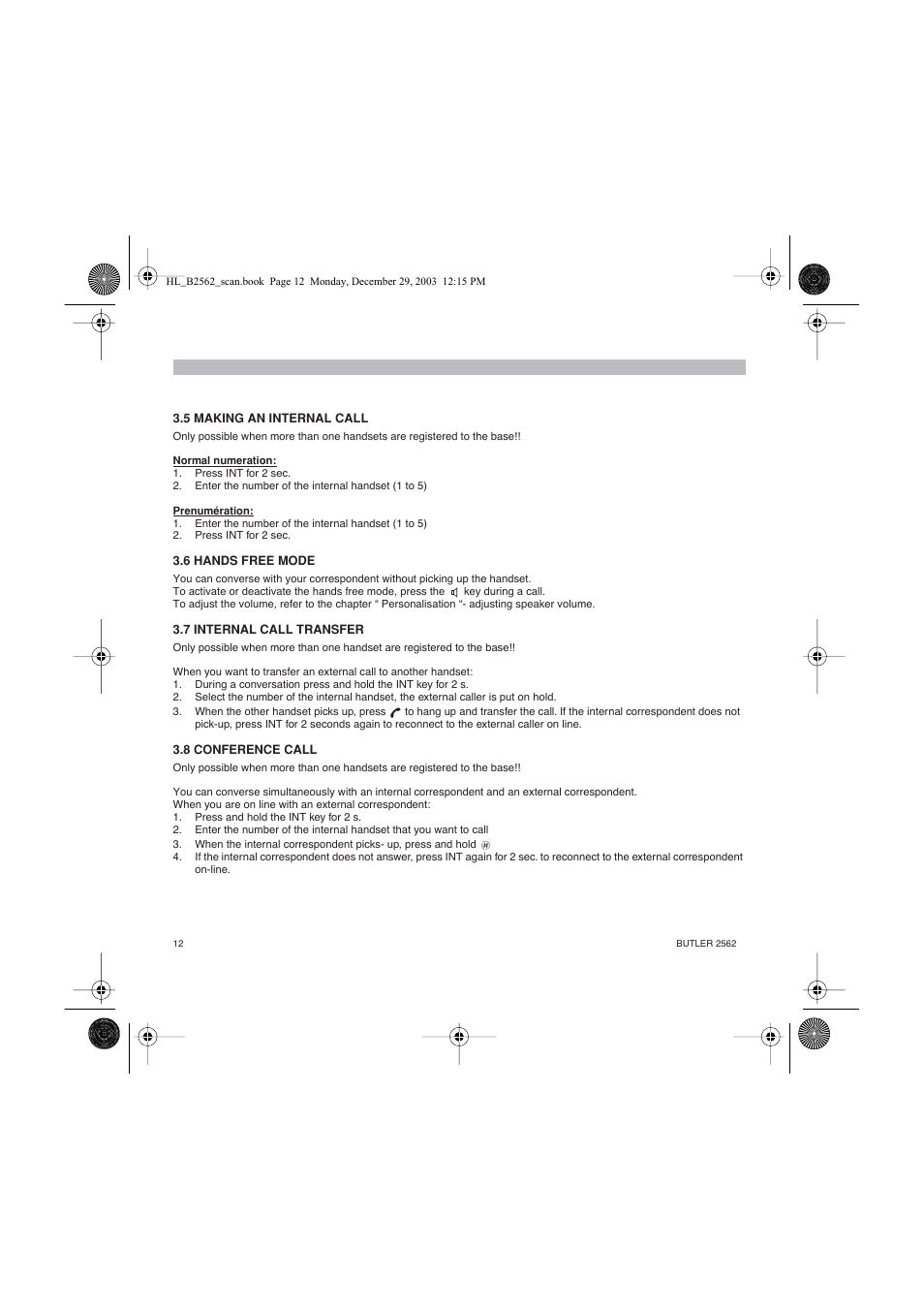 Topcom BUTLER 2562 User Manual | Page 12 / 144