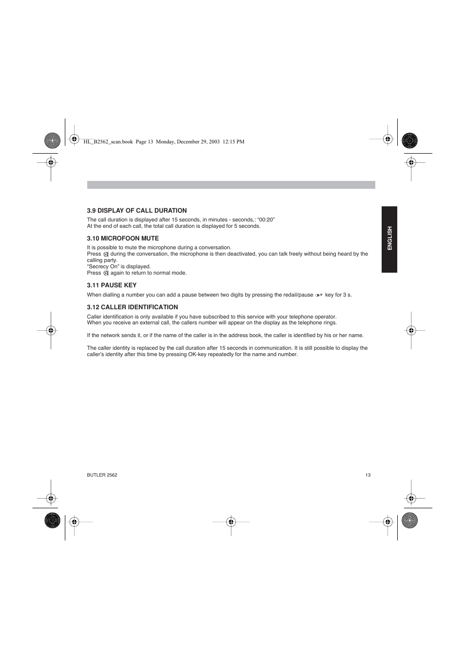 Topcom BUTLER 2562 User Manual | Page 13 / 144