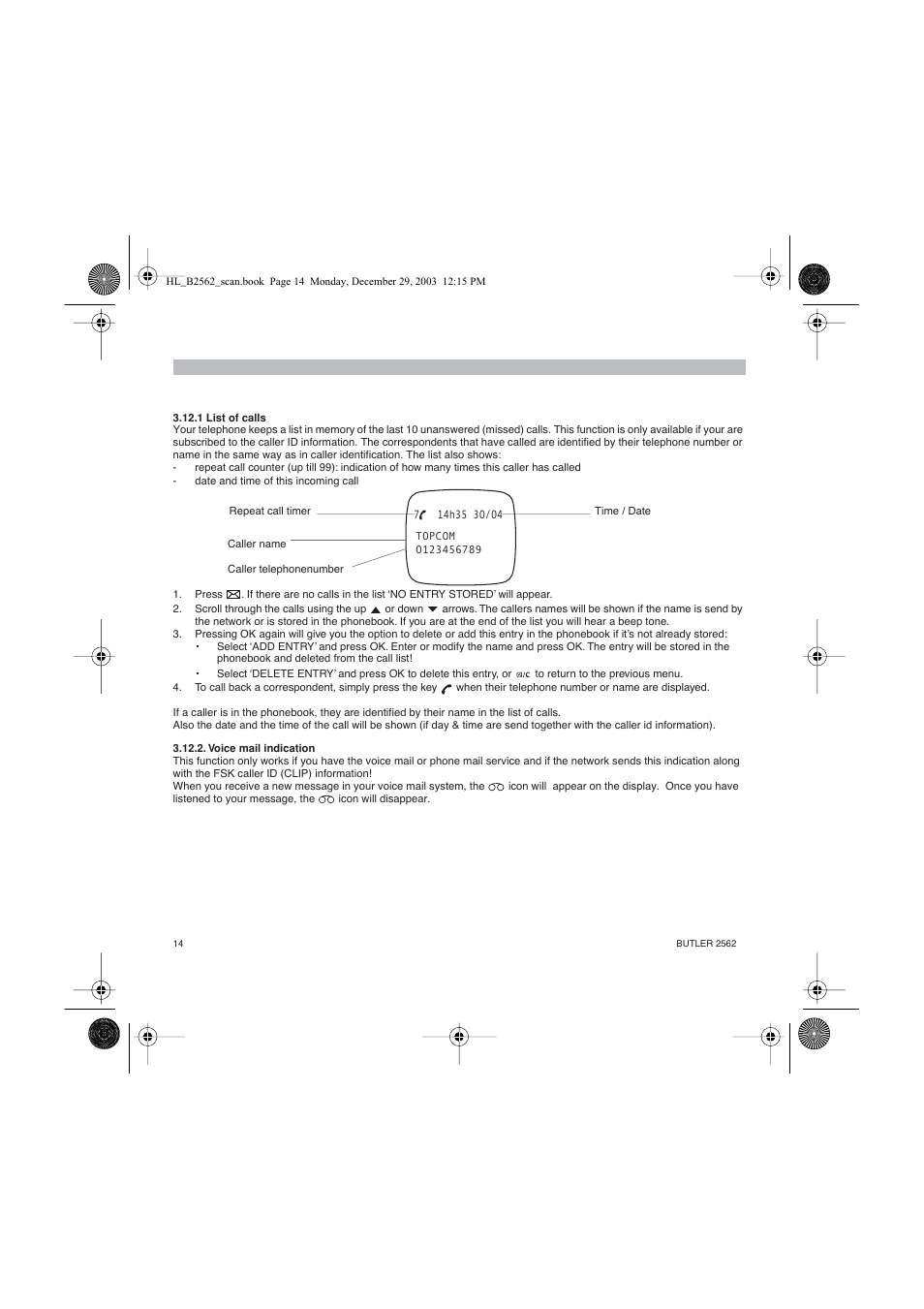 Topcom BUTLER 2562 User Manual | Page 14 / 144