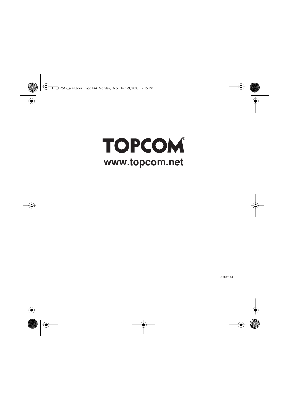 Topcom BUTLER 2562 User Manual | Page 144 / 144