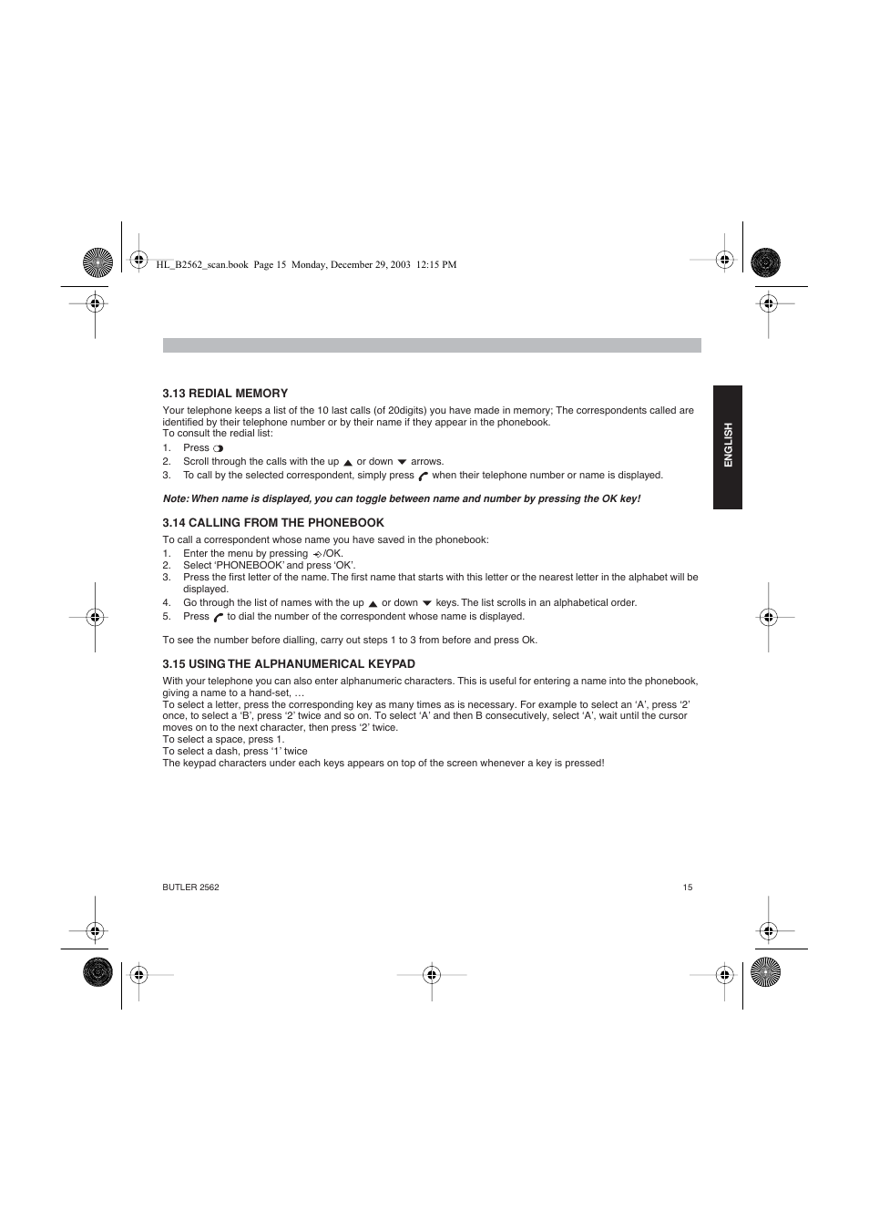 Topcom BUTLER 2562 User Manual | Page 15 / 144