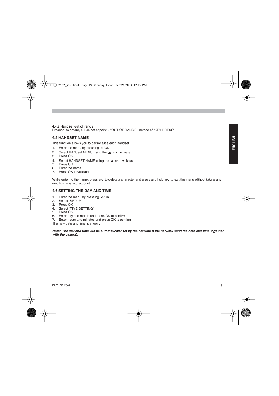 Topcom BUTLER 2562 User Manual | Page 19 / 144