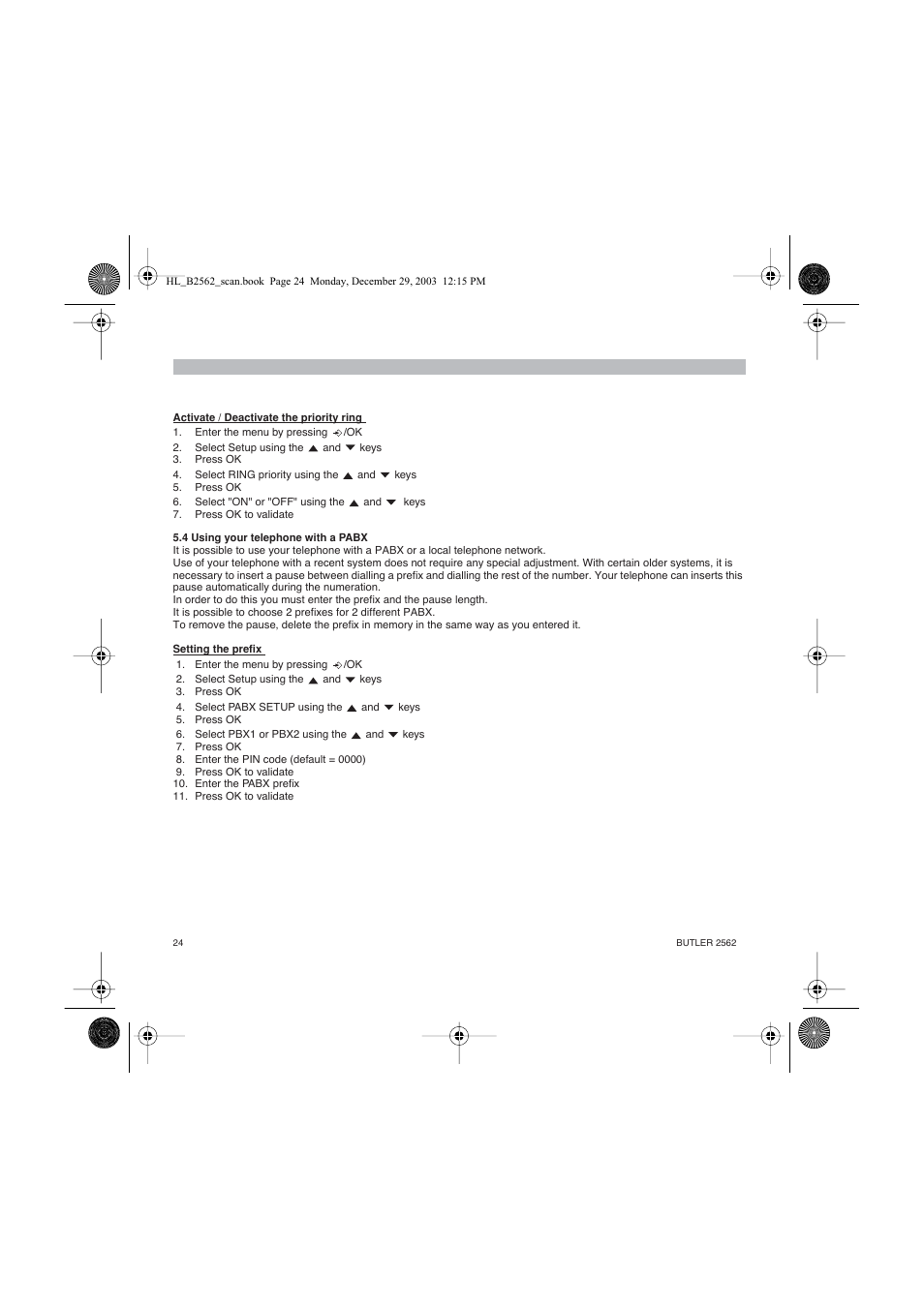 Topcom BUTLER 2562 User Manual | Page 24 / 144