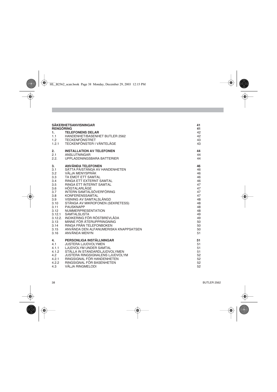 Topcom BUTLER 2562 User Manual | Page 38 / 144