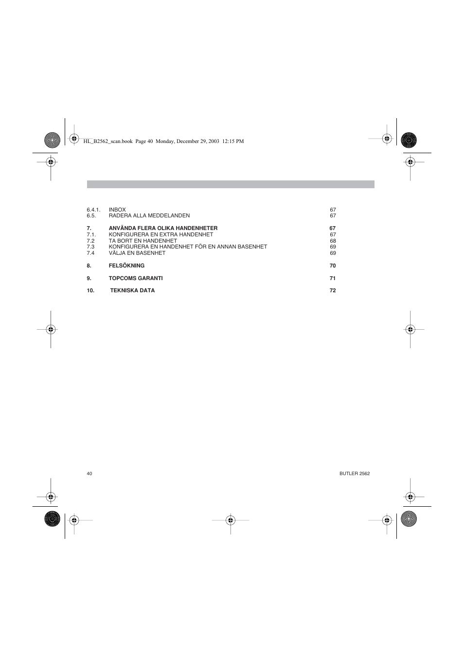 Topcom BUTLER 2562 User Manual | Page 40 / 144