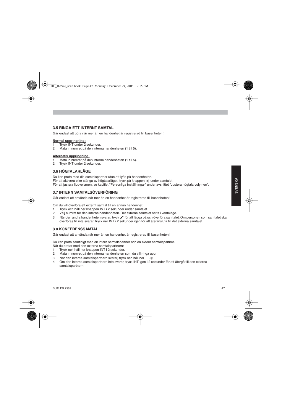 Topcom BUTLER 2562 User Manual | Page 47 / 144