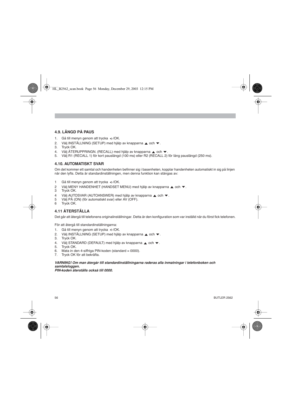 Topcom BUTLER 2562 User Manual | Page 56 / 144