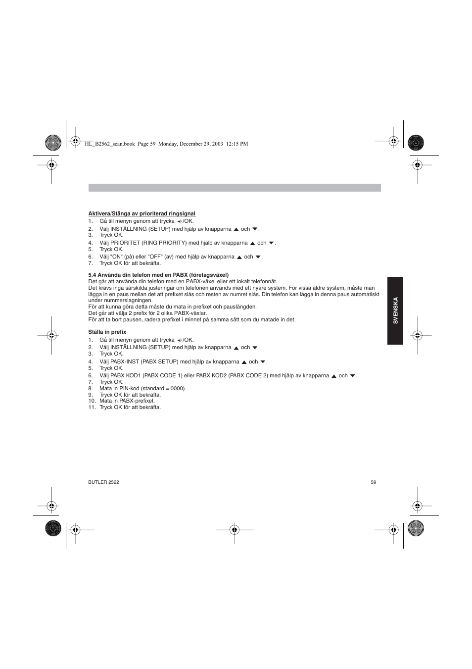 Topcom BUTLER 2562 User Manual | Page 59 / 144