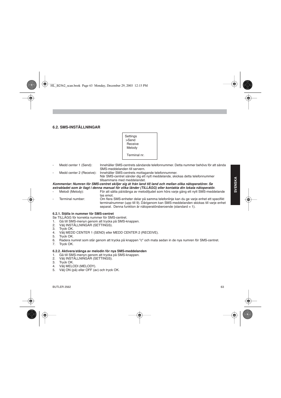 Topcom BUTLER 2562 User Manual | Page 63 / 144