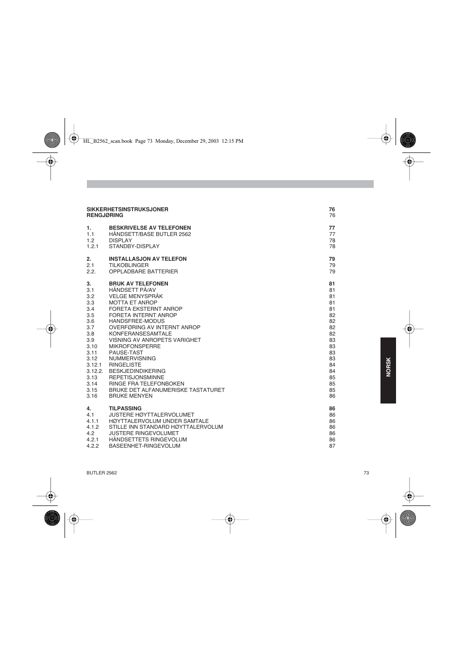 Topcom BUTLER 2562 User Manual | Page 73 / 144