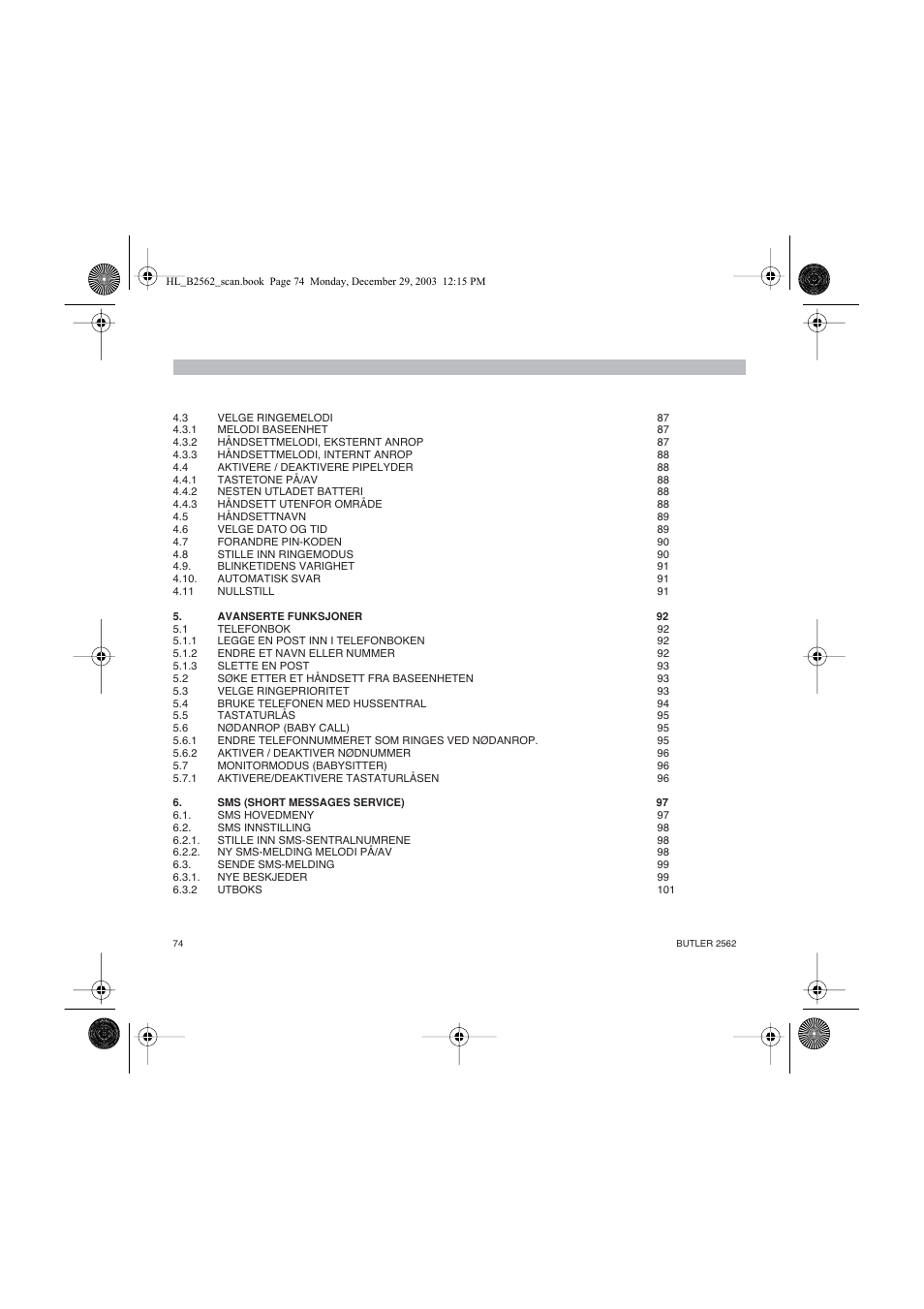 Topcom BUTLER 2562 User Manual | Page 74 / 144