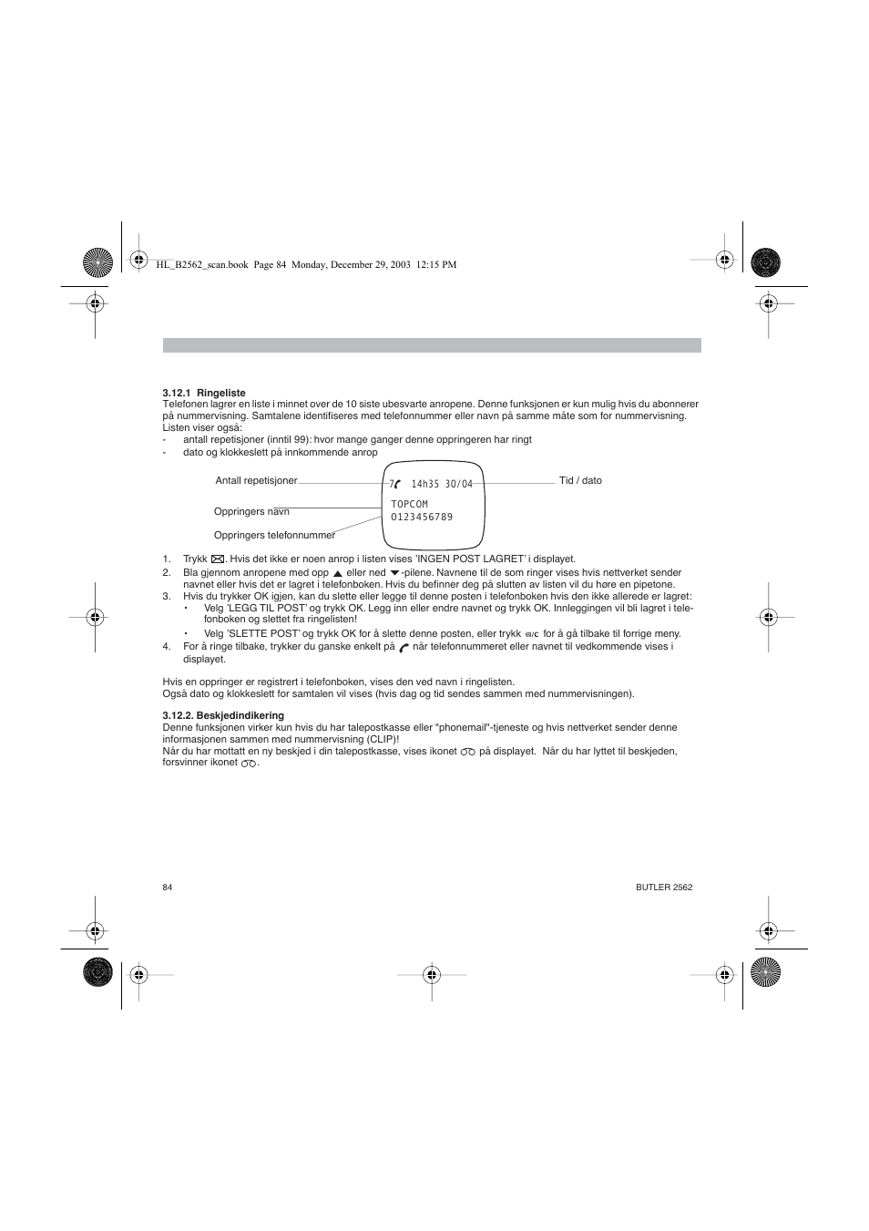 Topcom BUTLER 2562 User Manual | Page 84 / 144