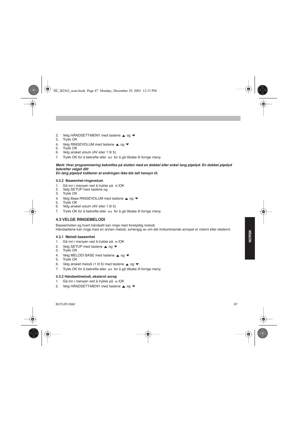 Topcom BUTLER 2562 User Manual | Page 87 / 144