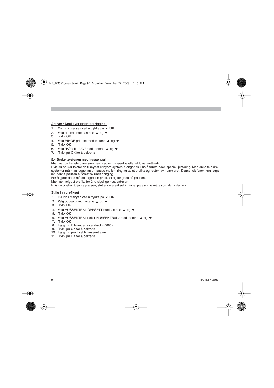 Topcom BUTLER 2562 User Manual | Page 94 / 144