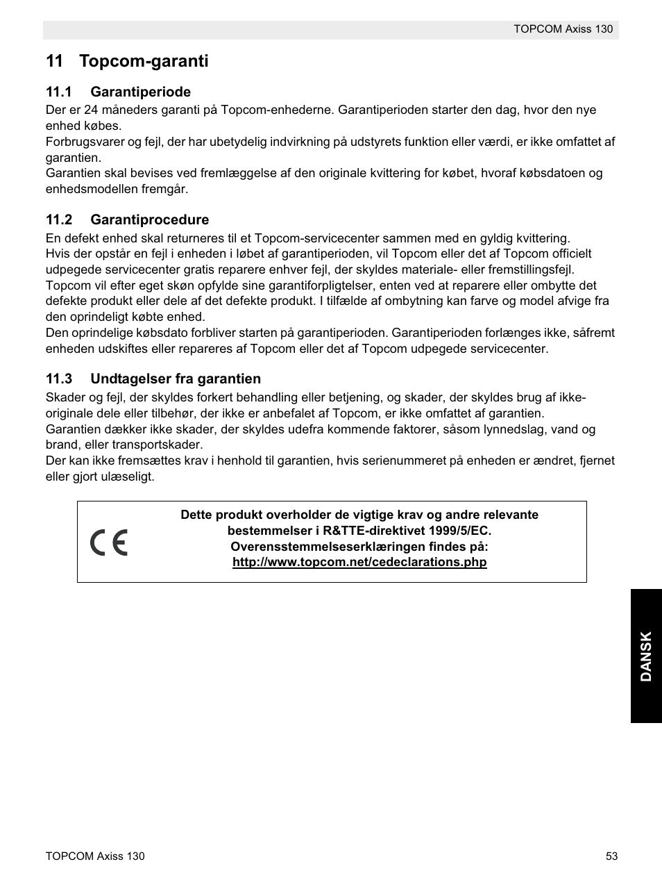 11 topcom-garanti | Topcom AXISS 130 User Manual | Page 53 / 76