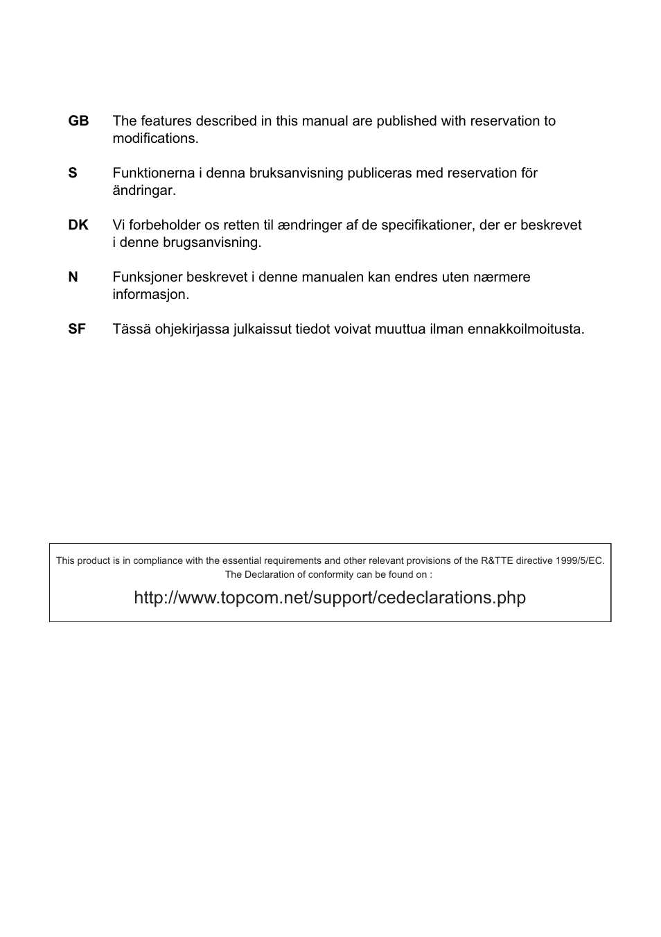 Topcom ALLURE 270 User Manual | Page 2 / 88