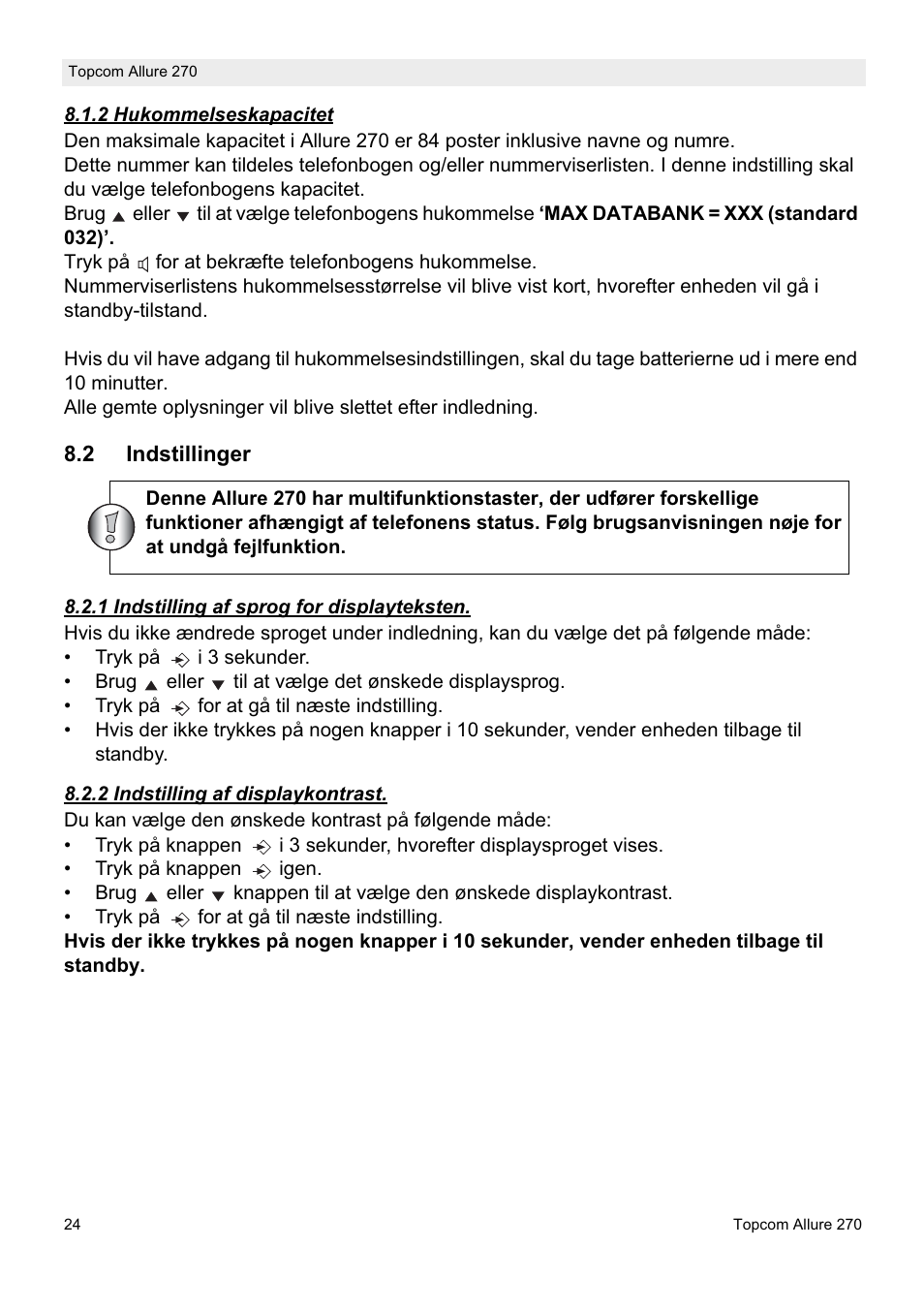 Topcom ALLURE 270 User Manual | Page 24 / 88