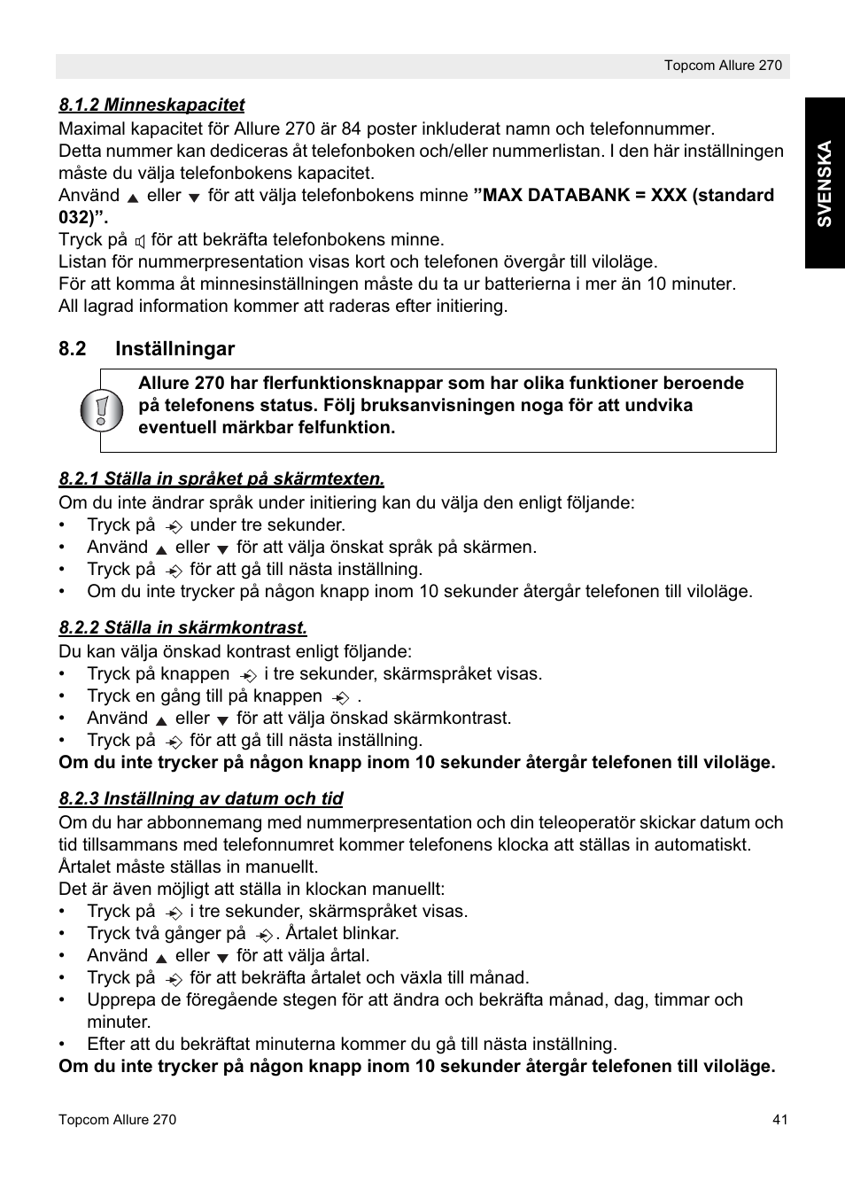 Topcom ALLURE 270 User Manual | Page 41 / 88