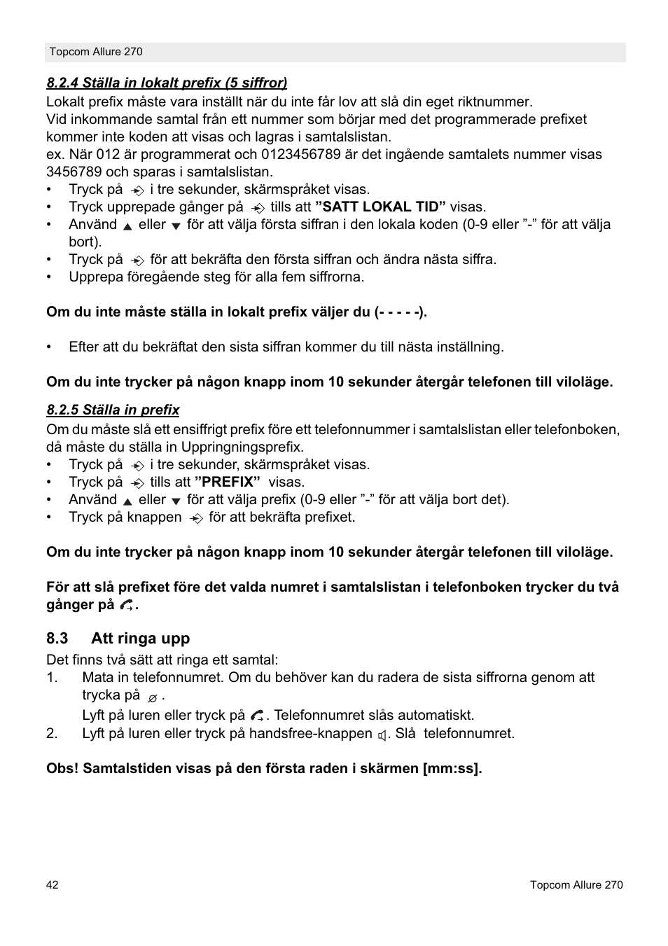 Topcom ALLURE 270 User Manual | Page 42 / 88