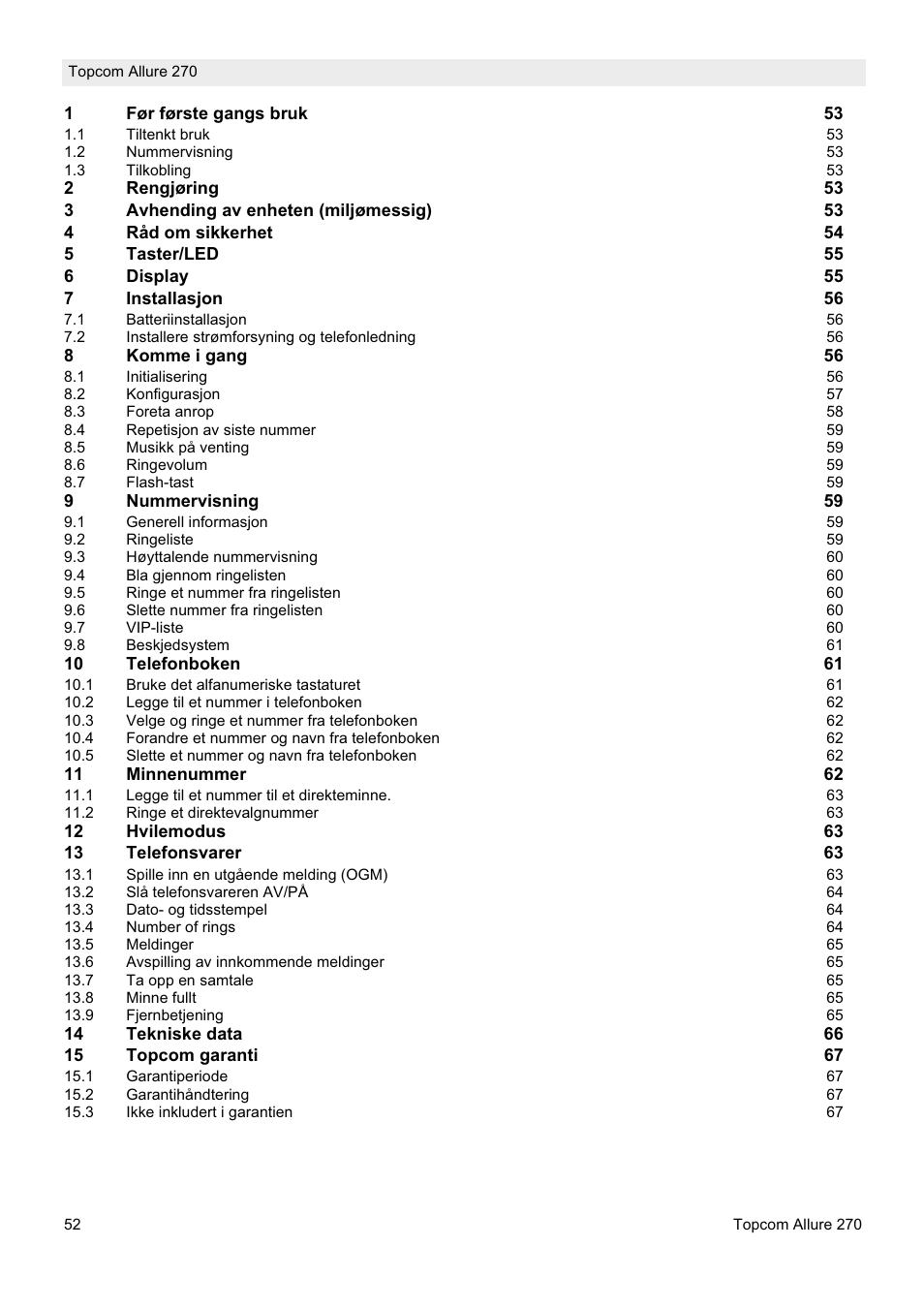 Topcom ALLURE 270 User Manual | Page 52 / 88