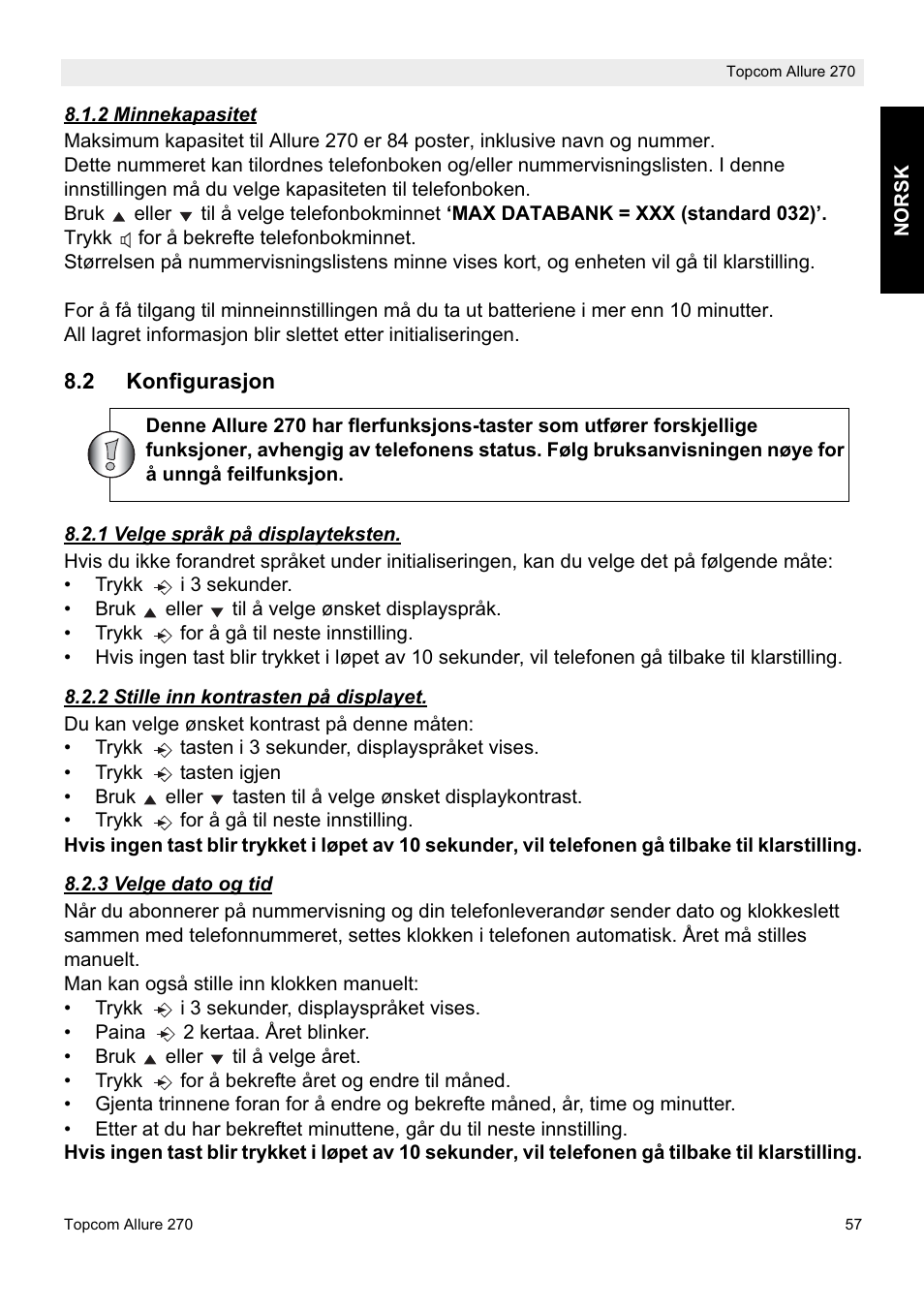 Topcom ALLURE 270 User Manual | Page 57 / 88