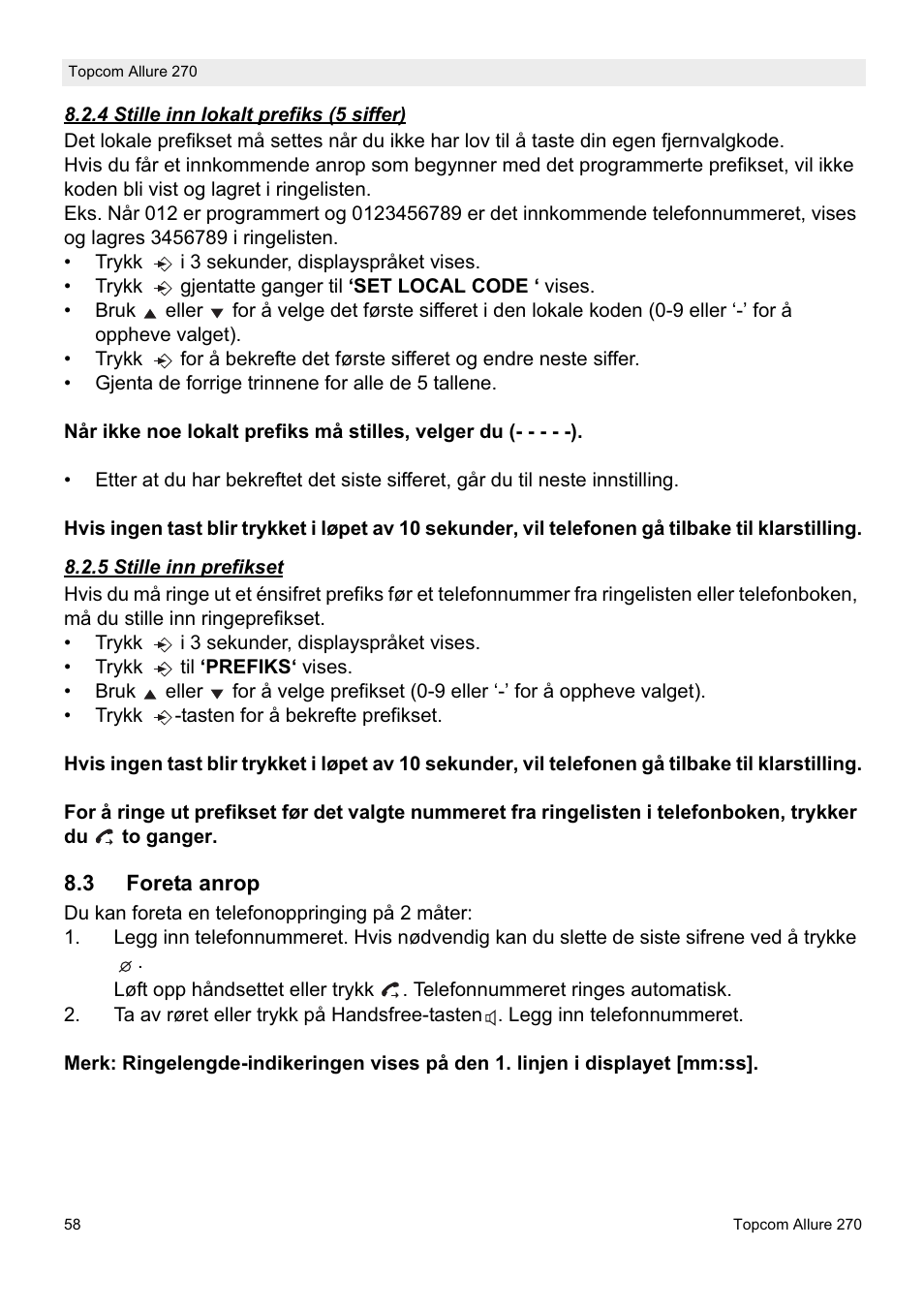 Topcom ALLURE 270 User Manual | Page 58 / 88