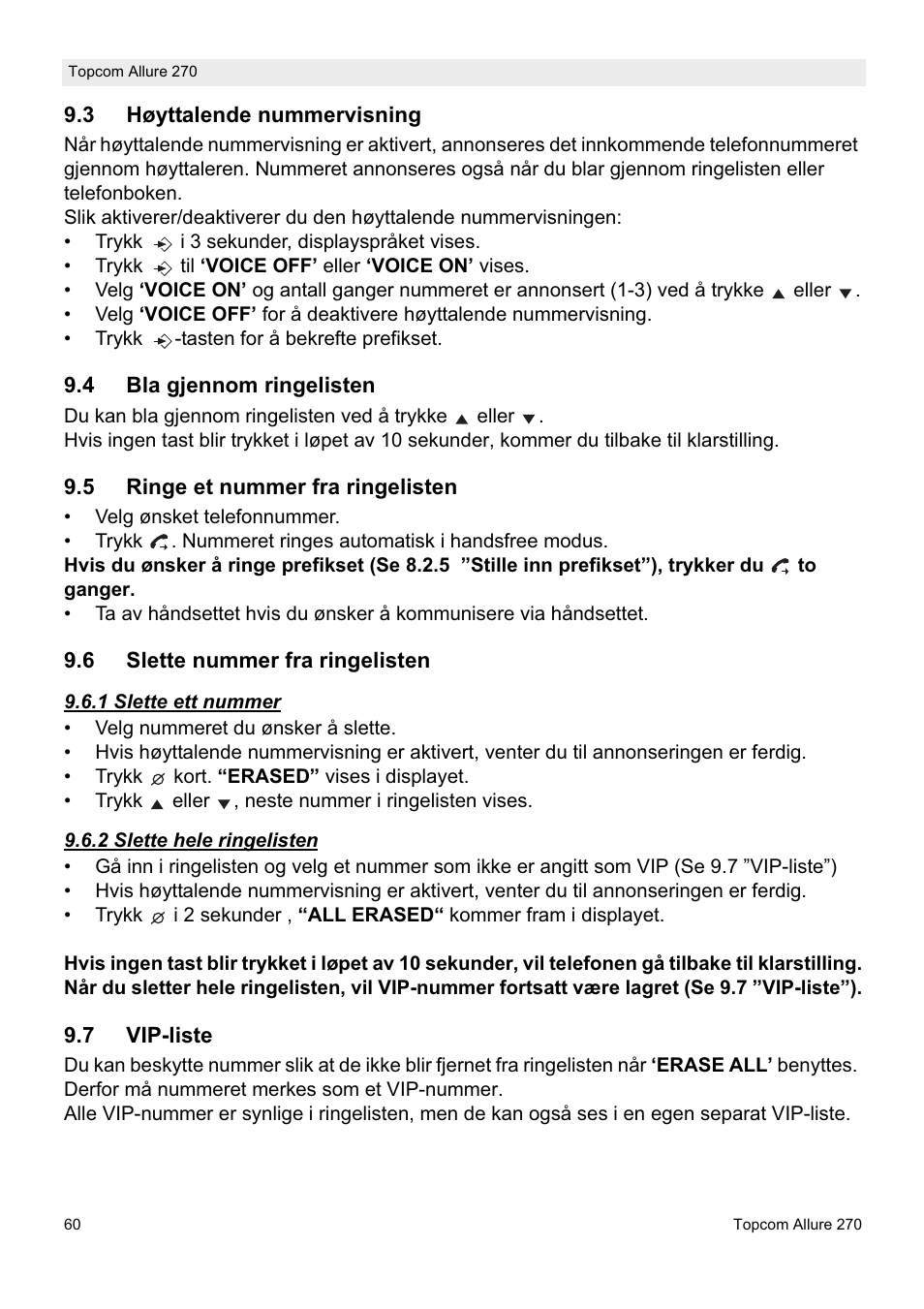 Topcom ALLURE 270 User Manual | Page 60 / 88