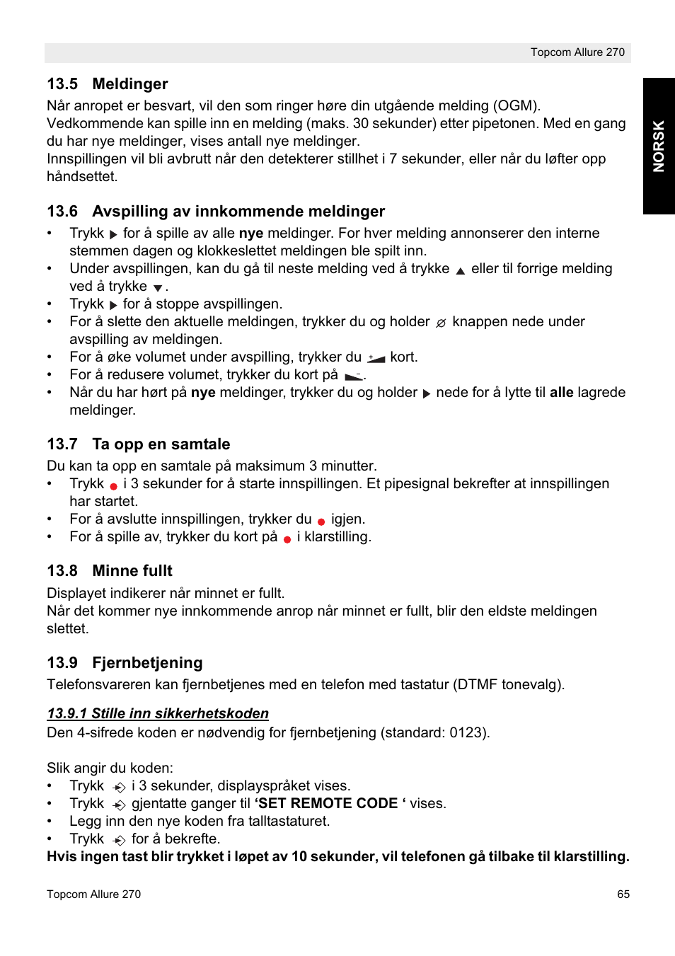 Topcom ALLURE 270 User Manual | Page 65 / 88