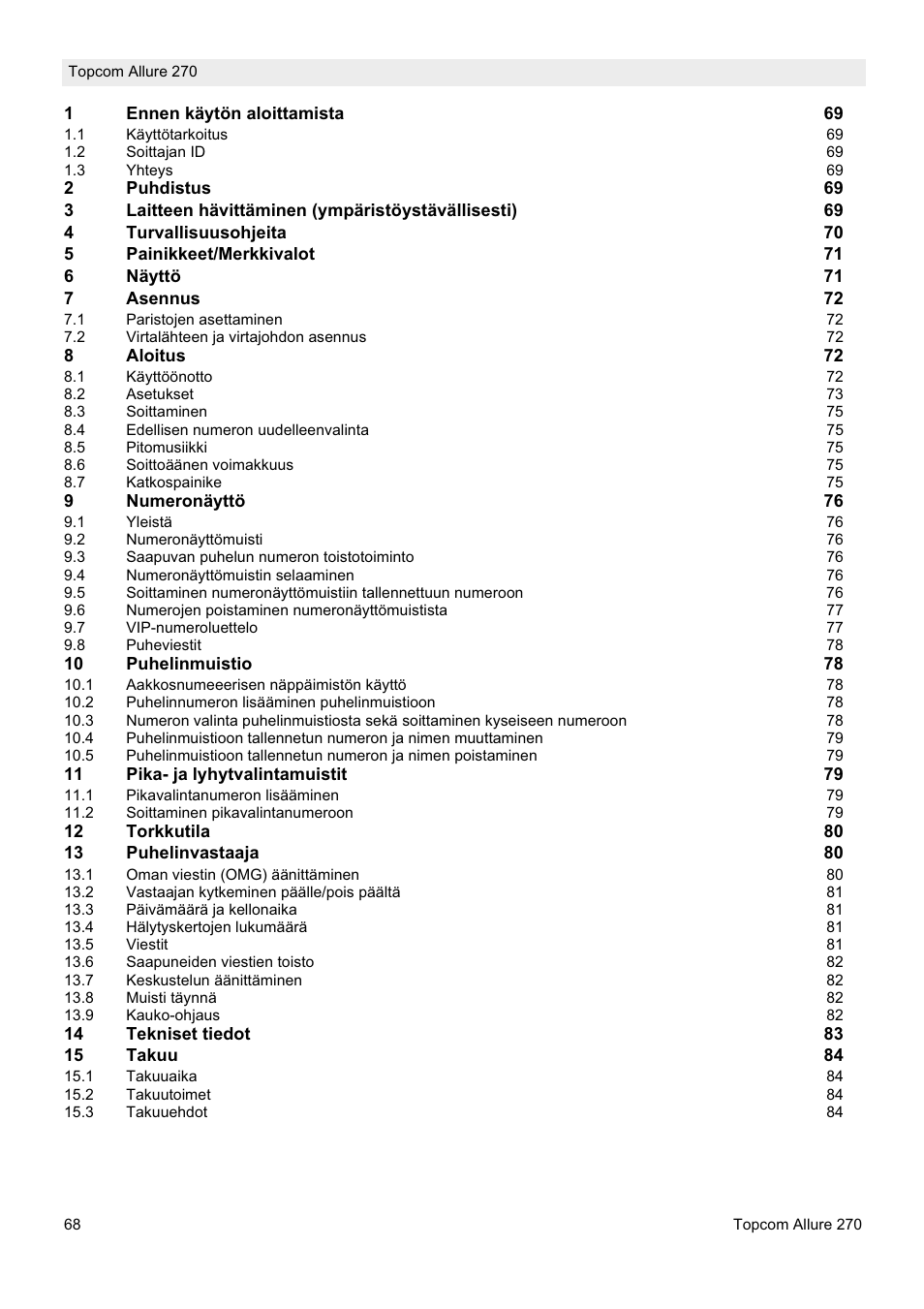 Topcom ALLURE 270 User Manual | Page 68 / 88