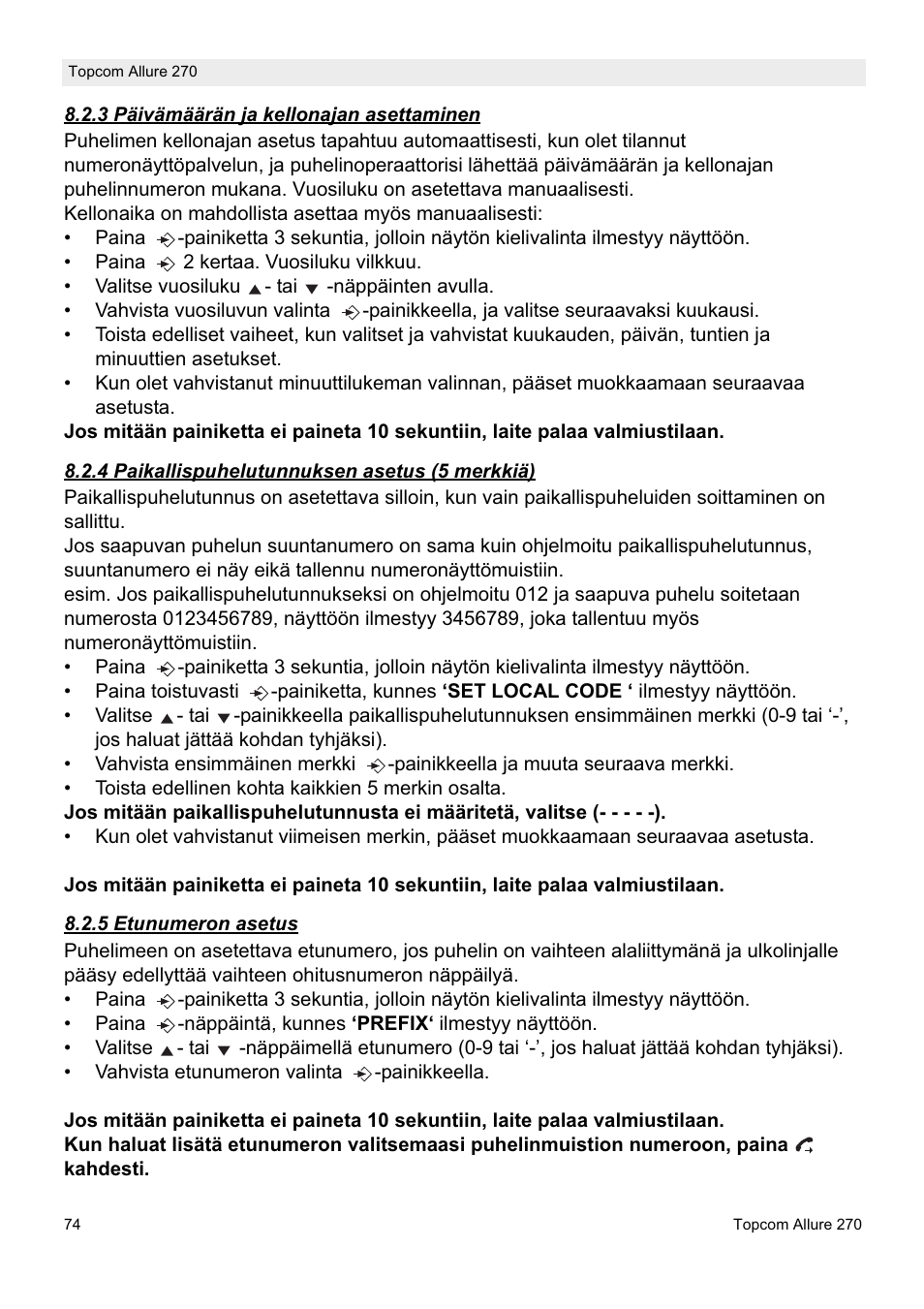 Topcom ALLURE 270 User Manual | Page 74 / 88